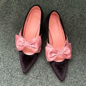 J. Crew Women's Black and Pink Bow Heels